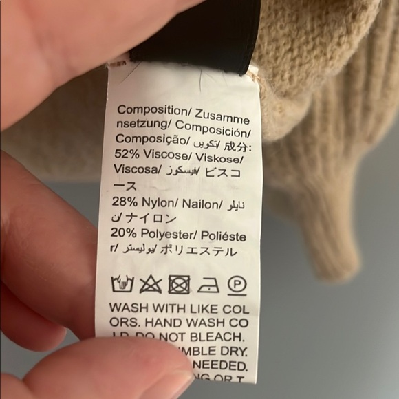 SHEIN Tan V-Neck Sweater with Ribbed Knit - Picture 4 of 5